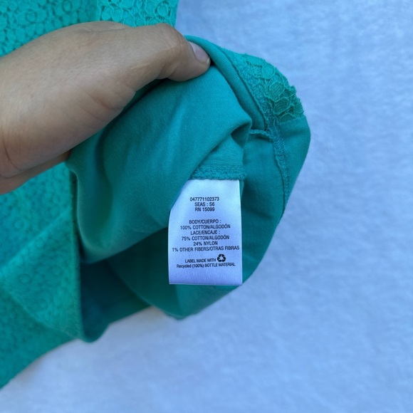 Laura Scott Teal Lace Short Sleeve Tee - Picture 6 of 8